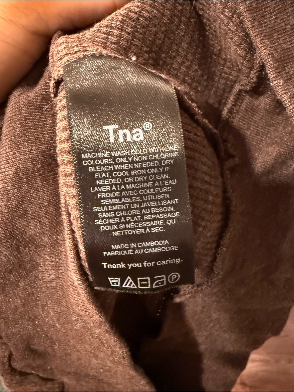 Aritzia TNA Waffle Zip-Front Hoodie in Dark Brown Size Medium - Picture 10 of 10